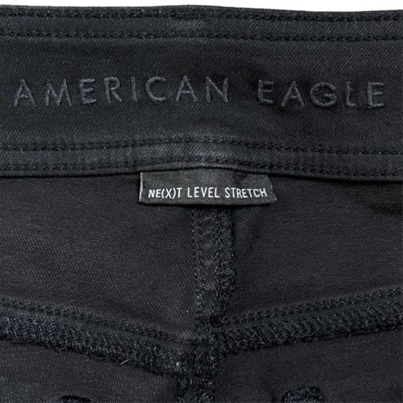 AMERICAN EAGLE Ne(x)t Level Stretch Black Hi-Rise 4-Button Flap Closure Jegging - Picture 7 of 8